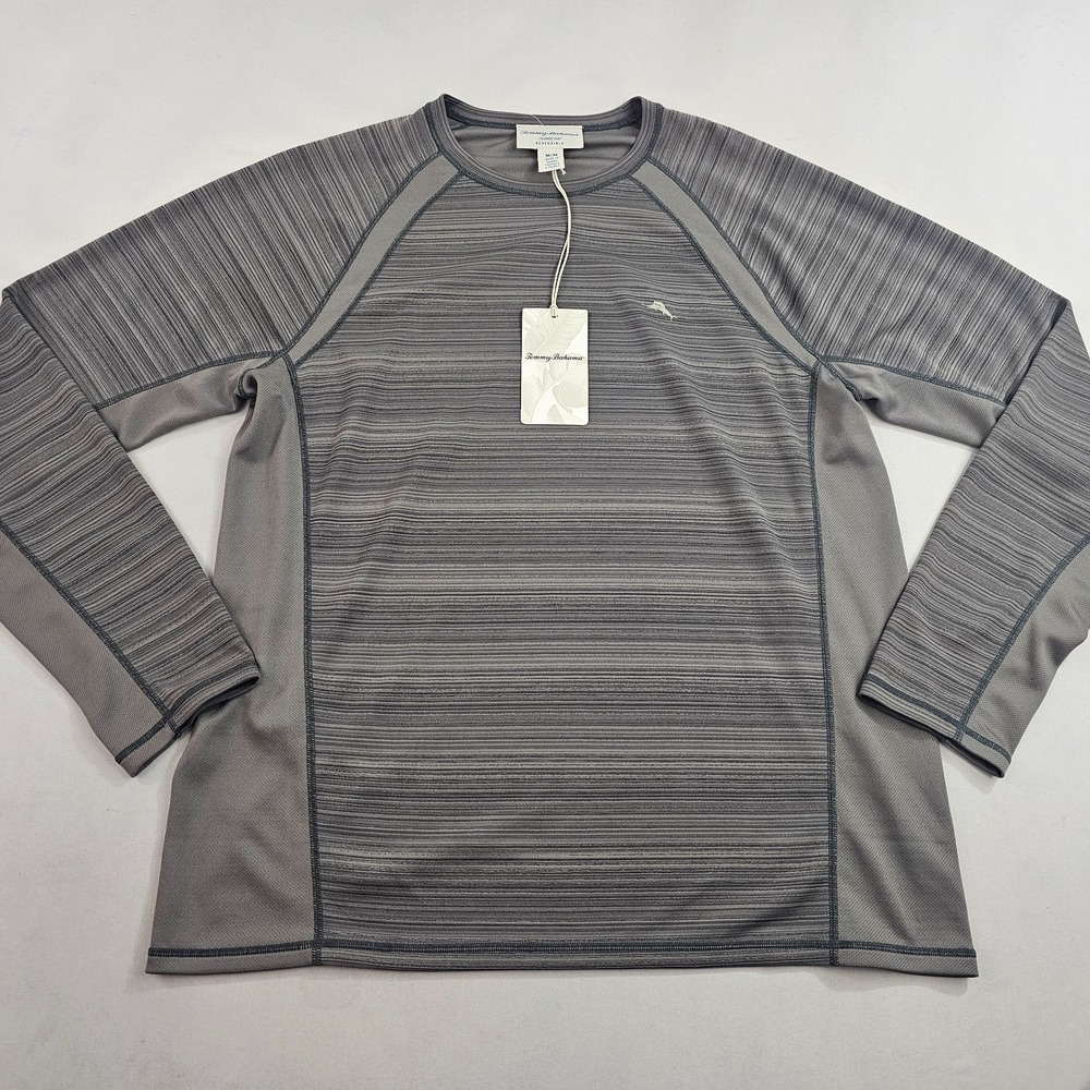 Tommy Bahama reversible shirt pullover layer M Medium grey logo crew mens